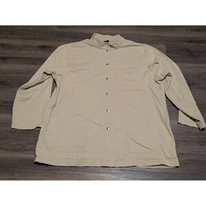 Eileen Fisher Mandarin Collar Jacket Button Front  Long Sleeves Cotton Size XL